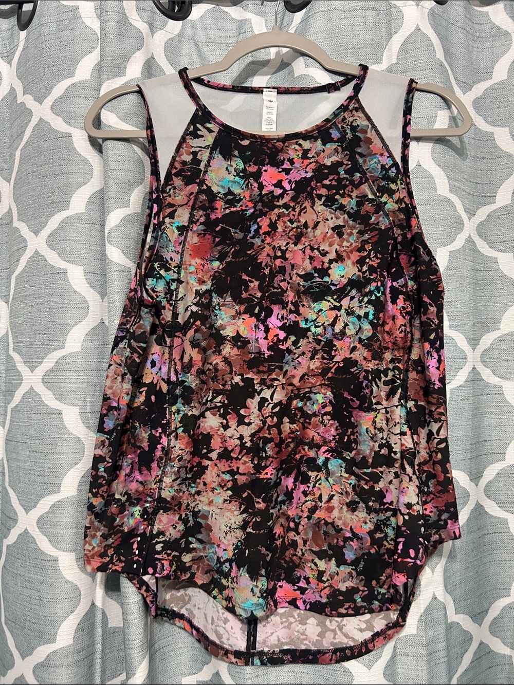 Women’s Floral Abstract Sleeveless Scultp Tank Top - Black/Multi NWOT